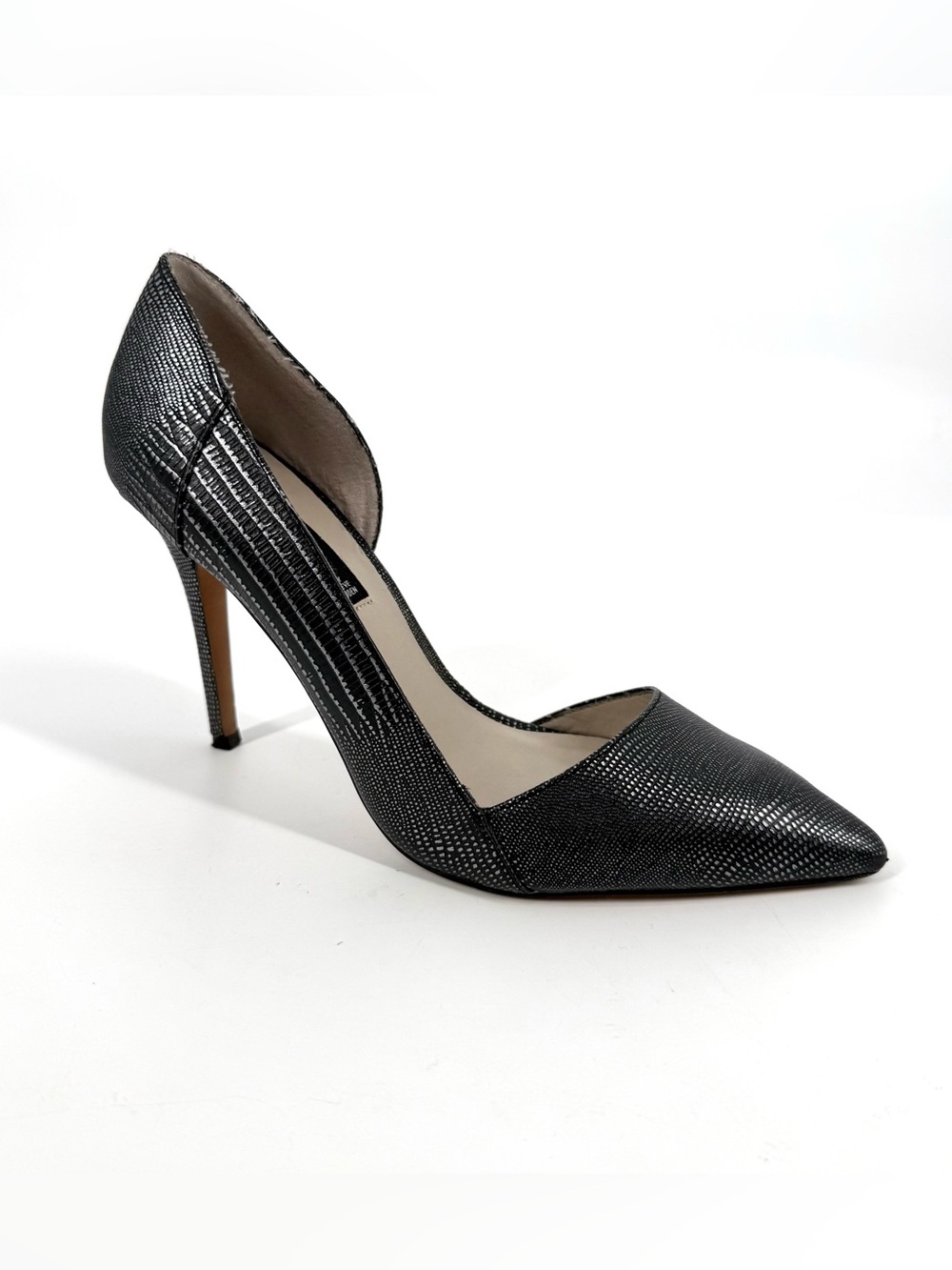 Steve Madden Walker Pumps Womens Size 8 Charcoal Metallic Leather High Heels